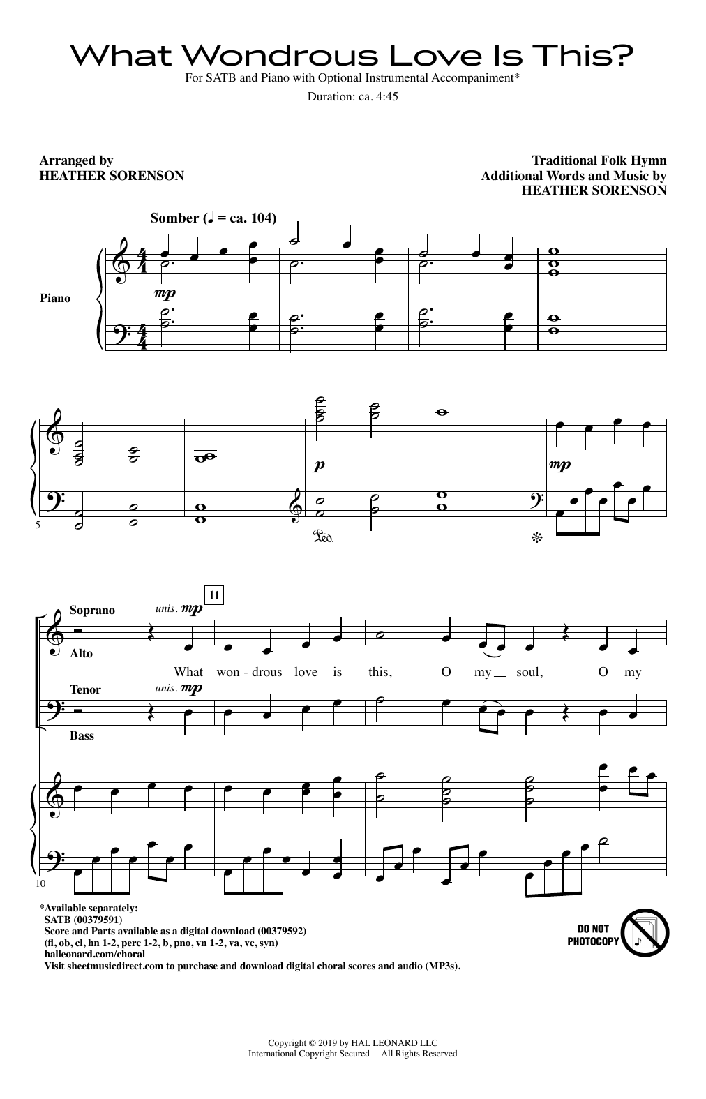 Traditional Folk Hymn What Wondrous Love Is This? (arr. Heather Sorenson) sheet music notes and chords arranged for SATB Choir