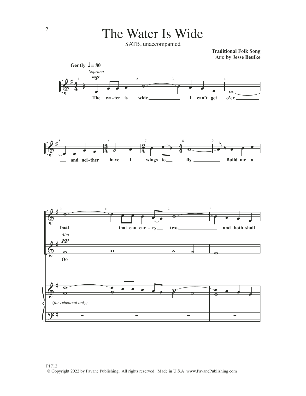 Traditional Folk Song The Water Is Wide (arr. Jesse Beulke) sheet music notes and chords arranged for SATB Choir