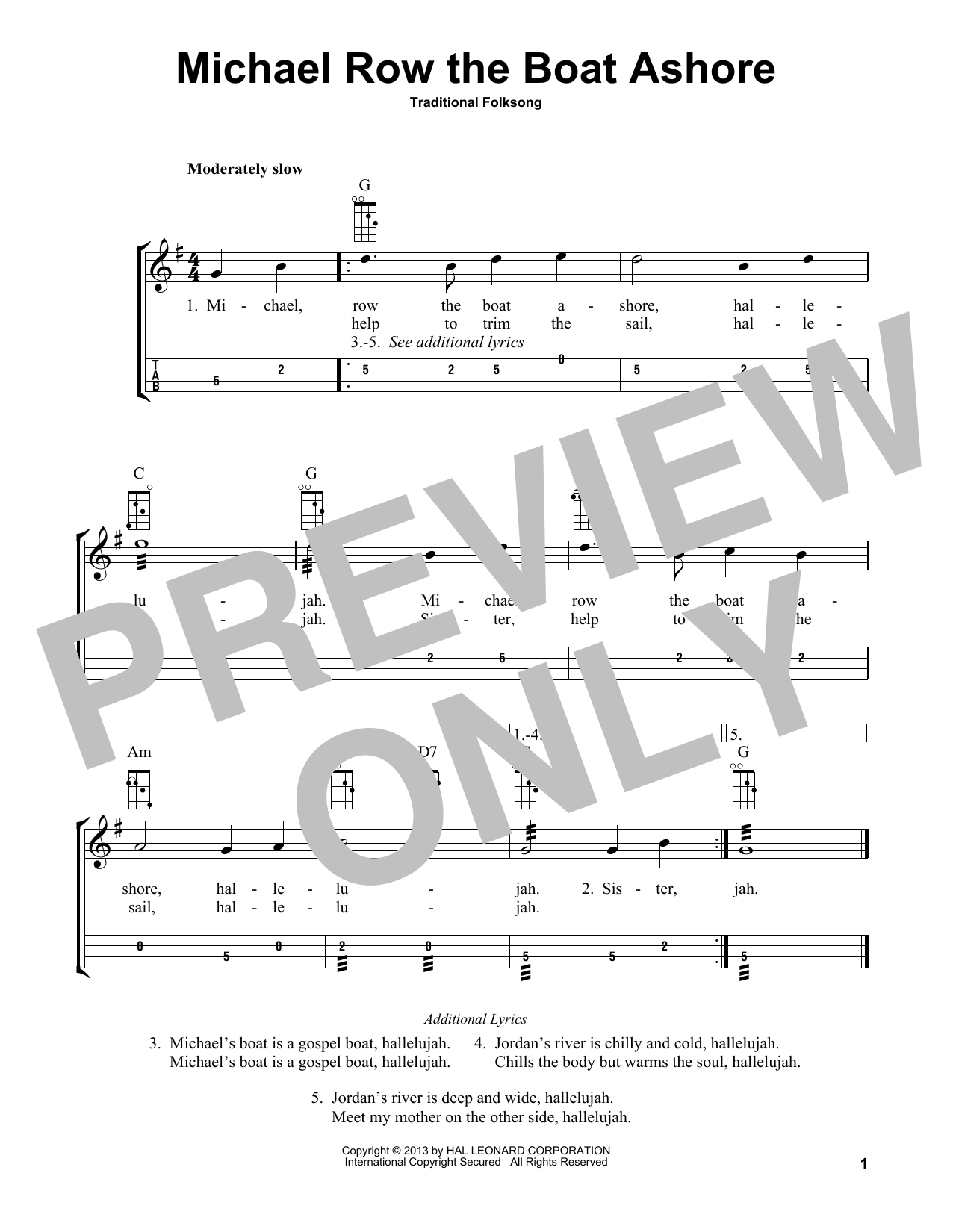 Traditional Folksong Michael Row The Boat Ashore (arr. Bobby Westfall) sheet music notes and chords arranged for Mandolin
