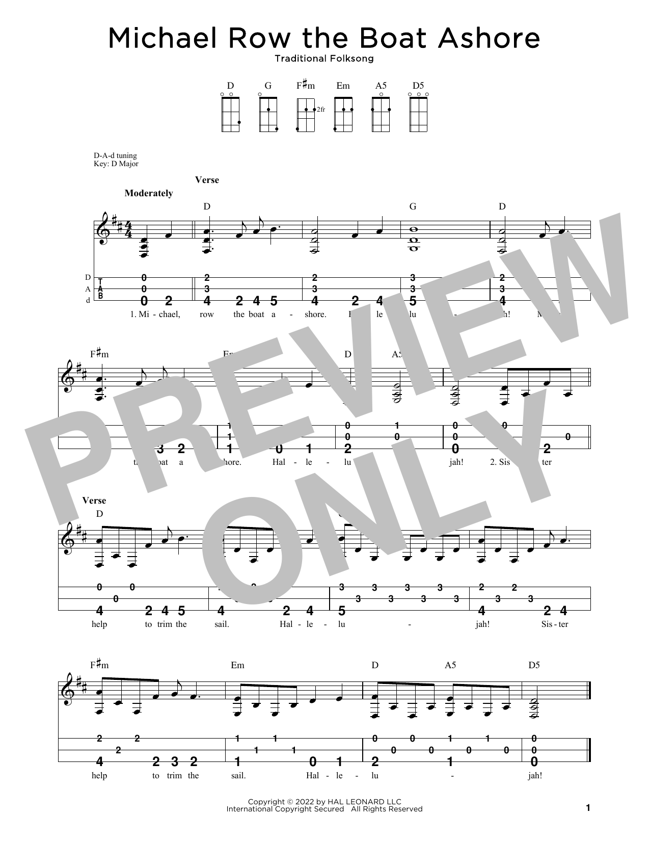 Traditional Folksong Michael Row The Boat Ashore (arr. Steven B. Eulberg) sheet music notes and chords arranged for Dulcimer