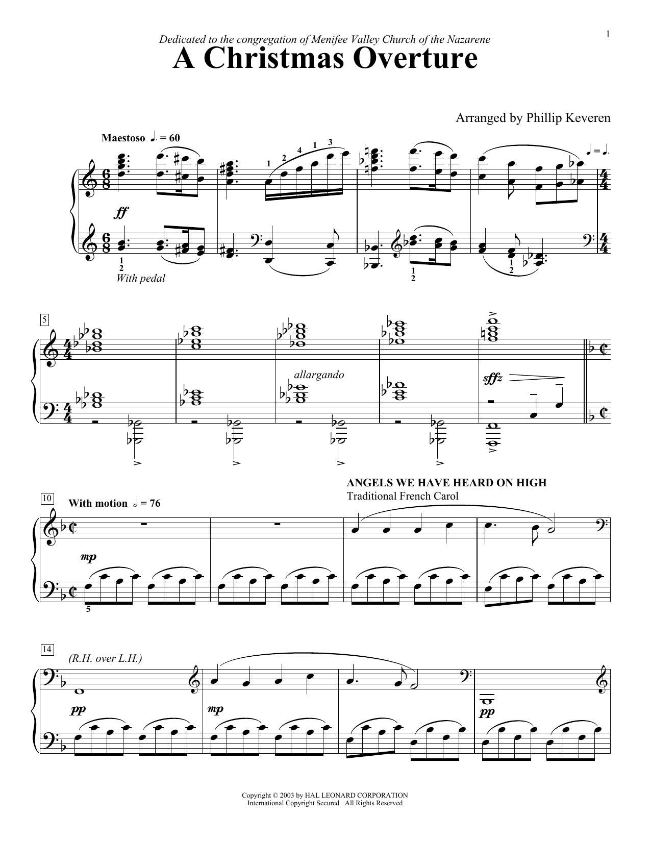 Traditional French Carol A Christmas Overture (arr. Phillip Keveren) sheet music notes and chords arranged for Piano Solo