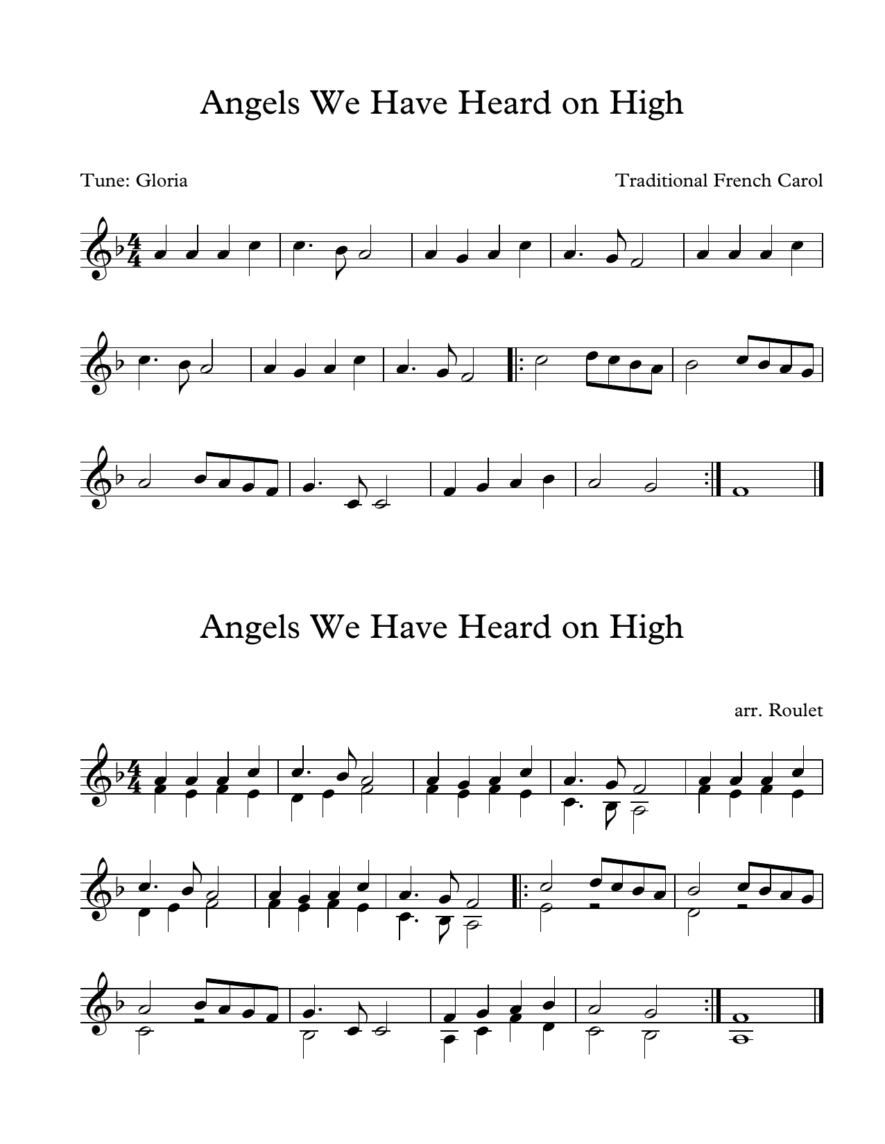 Traditional French Carol Angels We Have Heard on High (arr. Patrick Roulet) sheet music notes and chords arranged for Marimba Solo