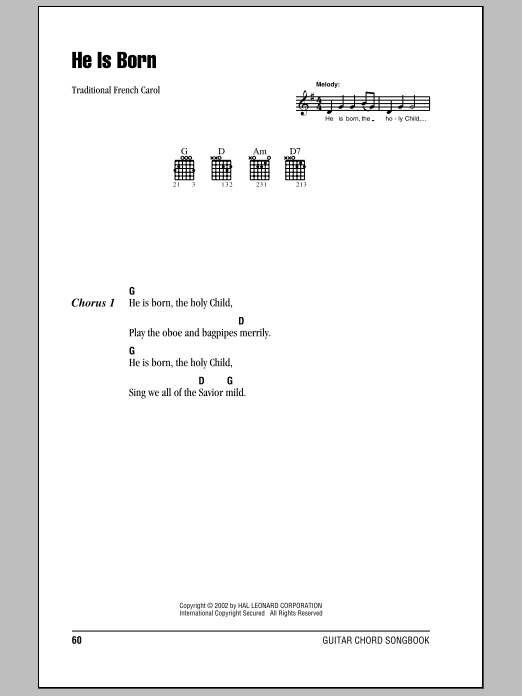 Traditional French Carol He Is Born sheet music notes and chords arranged for Flute and Piano