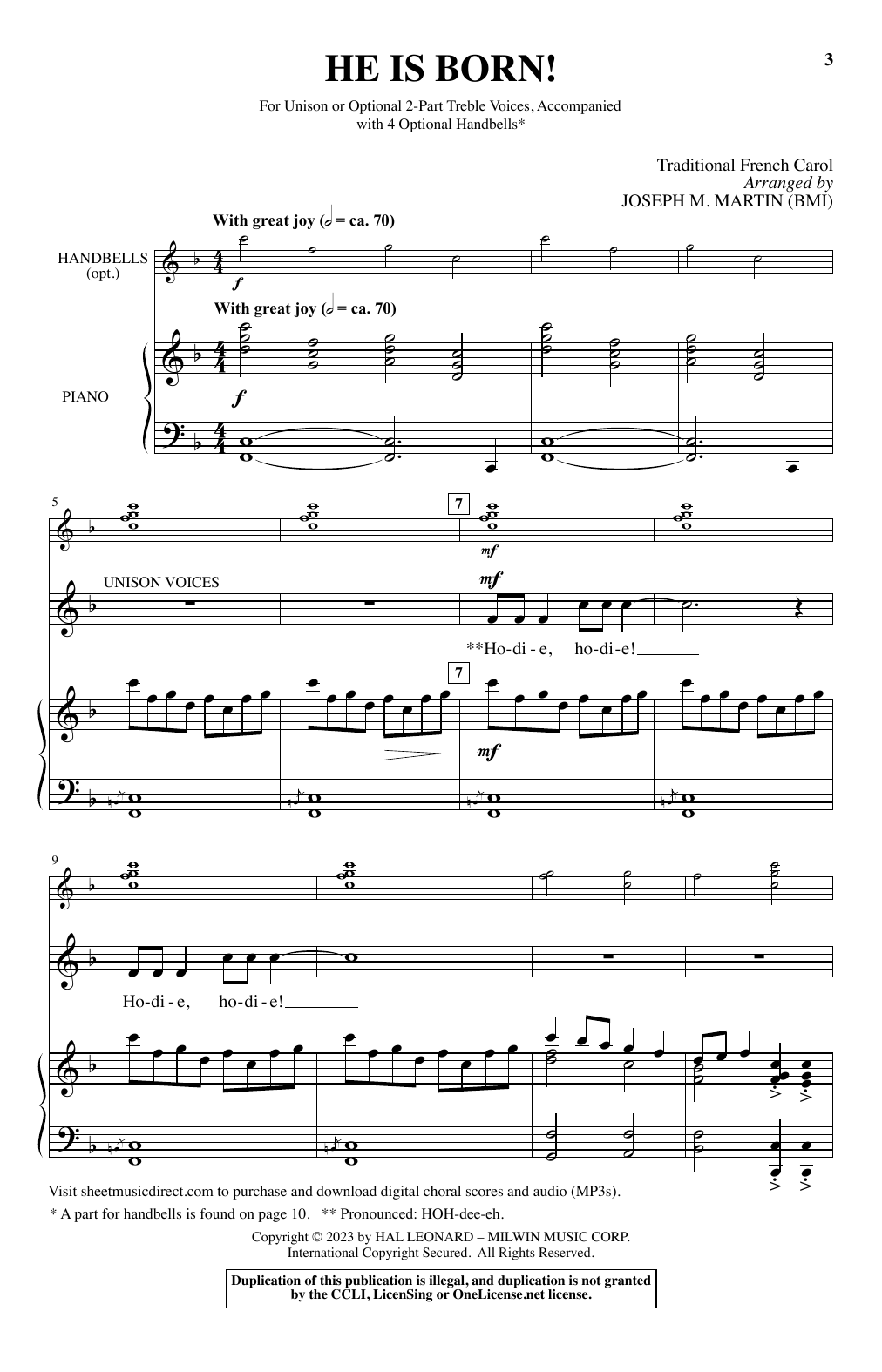 Traditional French Carol He Is Born! (arr. Joseph M. Martin) sheet music notes and chords arranged for Choir