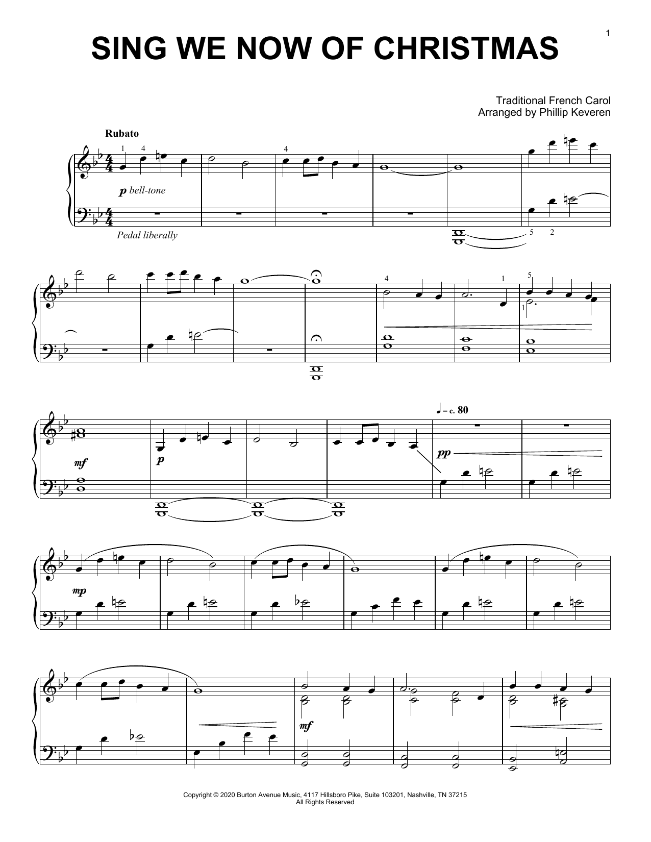 Traditional French Carol Sing We Now Of Christmas (arr. Phillip Keveren) sheet music notes and chords arranged for Piano Solo