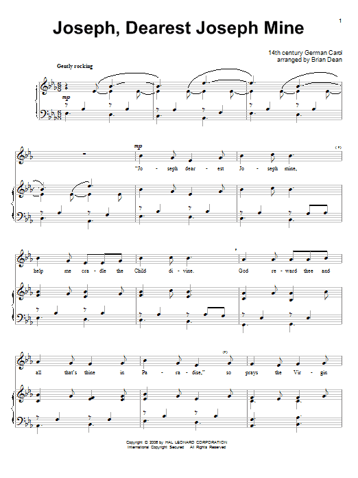 Traditional German Carol Joseph Dearest, Joseph Mine sheet music notes and chords arranged for Piano, Vocal & Guitar Chords (Right-Hand Melody)