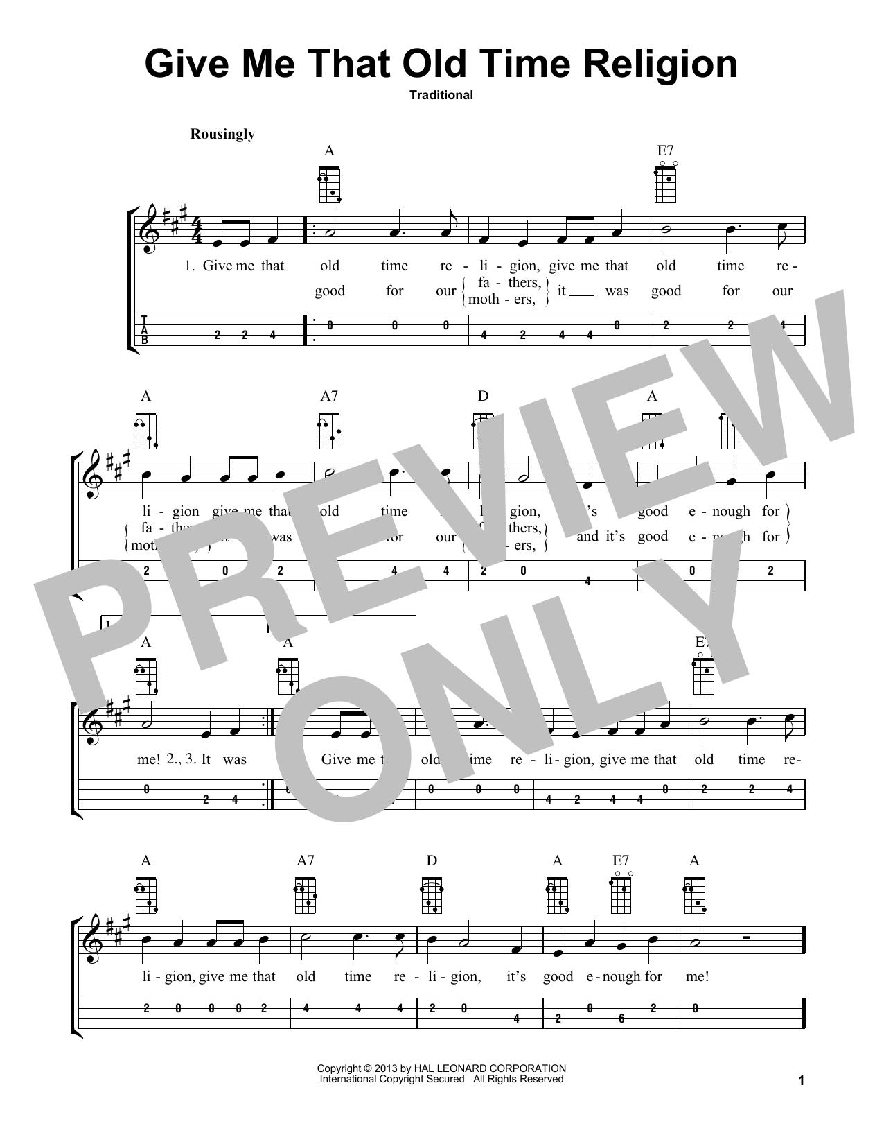 Traditional Give Me That Old Time Religion (arr. Bobby Westfall) sheet music notes and chords arranged for Mandolin