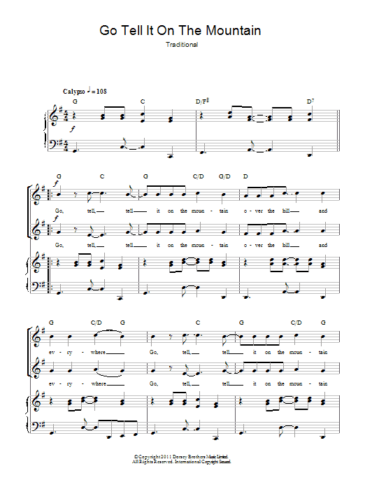Traditional Go Tell It On The Mountain (arr. Rick Hein) sheet music notes and chords arranged for 2-Part Choir