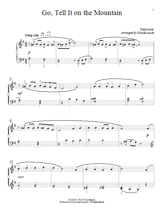 Traditional Go Tell It On The Mountain sheet music notes and chords arranged for Educational Piano