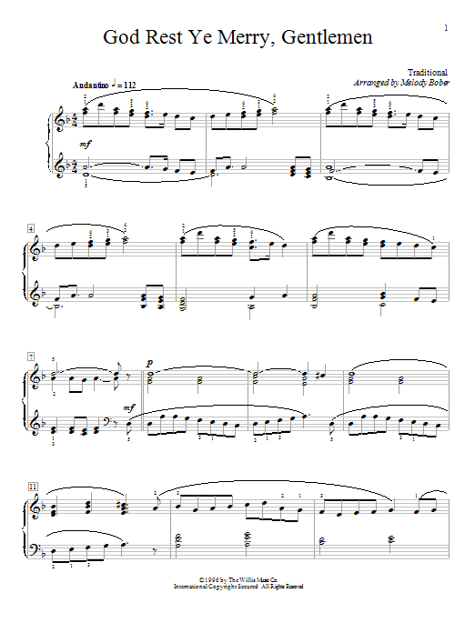 Traditional God Rest Ye Merry Gentlemen sheet music notes and chords arranged for Educational Piano