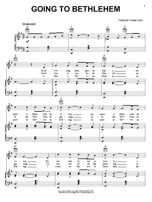 Traditional Going To Bethlehem sheet music notes and chords arranged for Guitar Chords/Lyrics