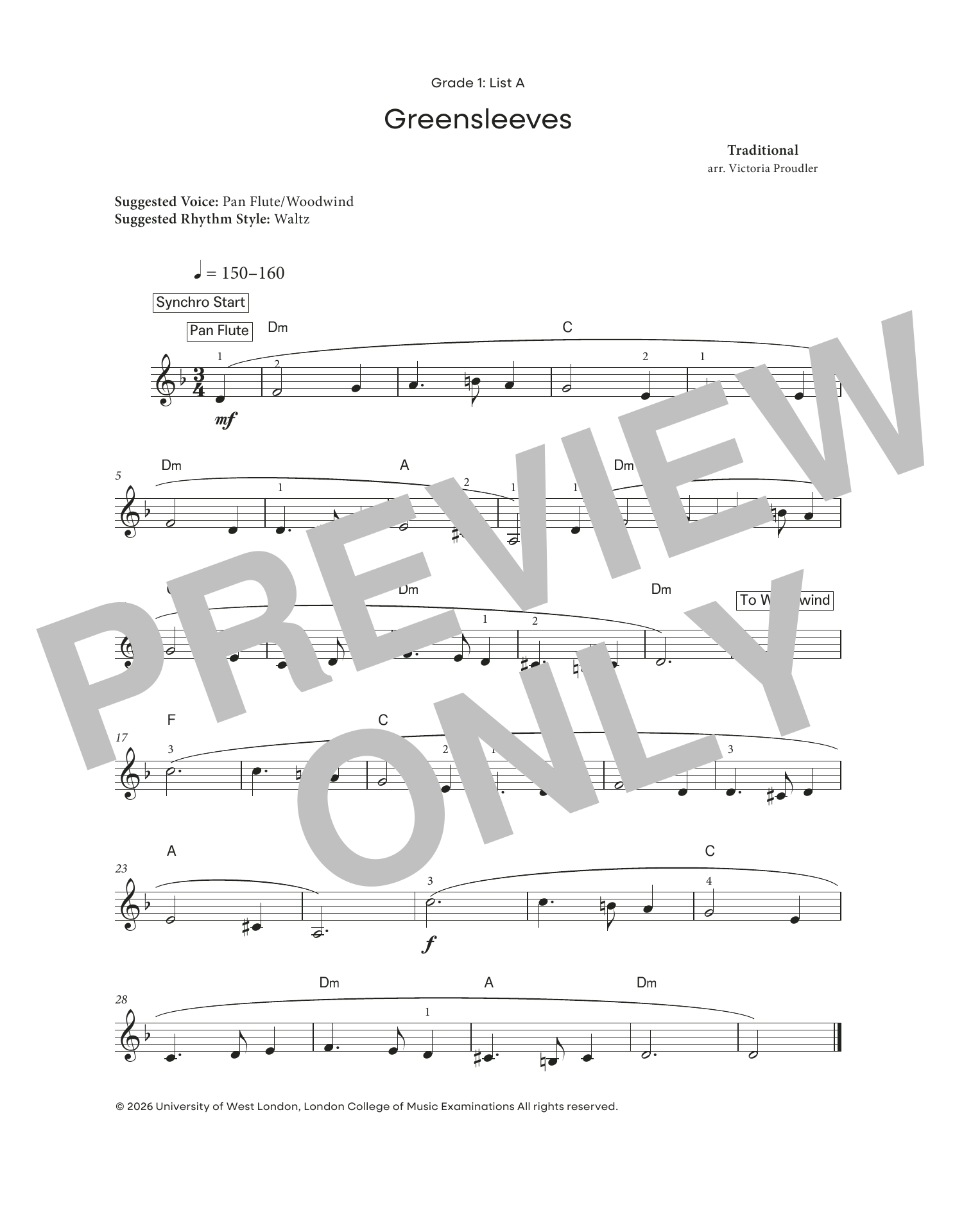 Traditional Greensleeves (from LCME Electronic Keyboard Grade 1 List A) sheet music notes and chords arranged for Piano Solo