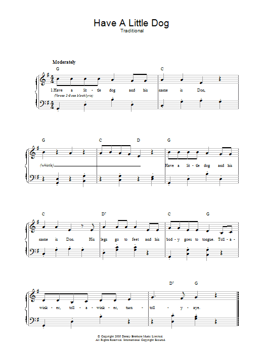 Traditional Have A Little Dog sheet music notes and chords arranged for Piano, Vocal & Guitar Chords