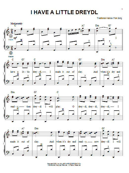 Traditional Hebrew Folk Song I Have A Little Dreydl sheet music notes and chords arranged for Accordion