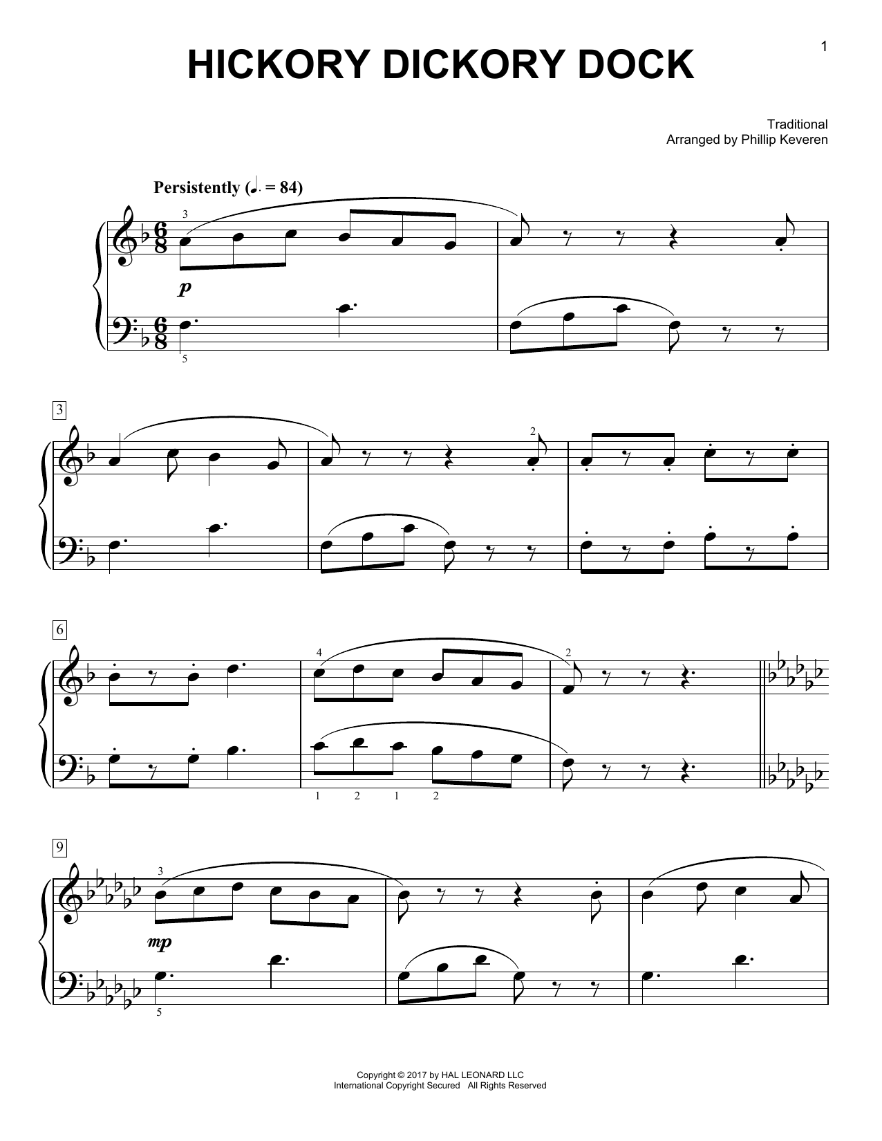 Traditional Hickory Dickory Dock [Classical version] (arr. Phillip Keveren) sheet music notes and chords arranged for Easy Piano