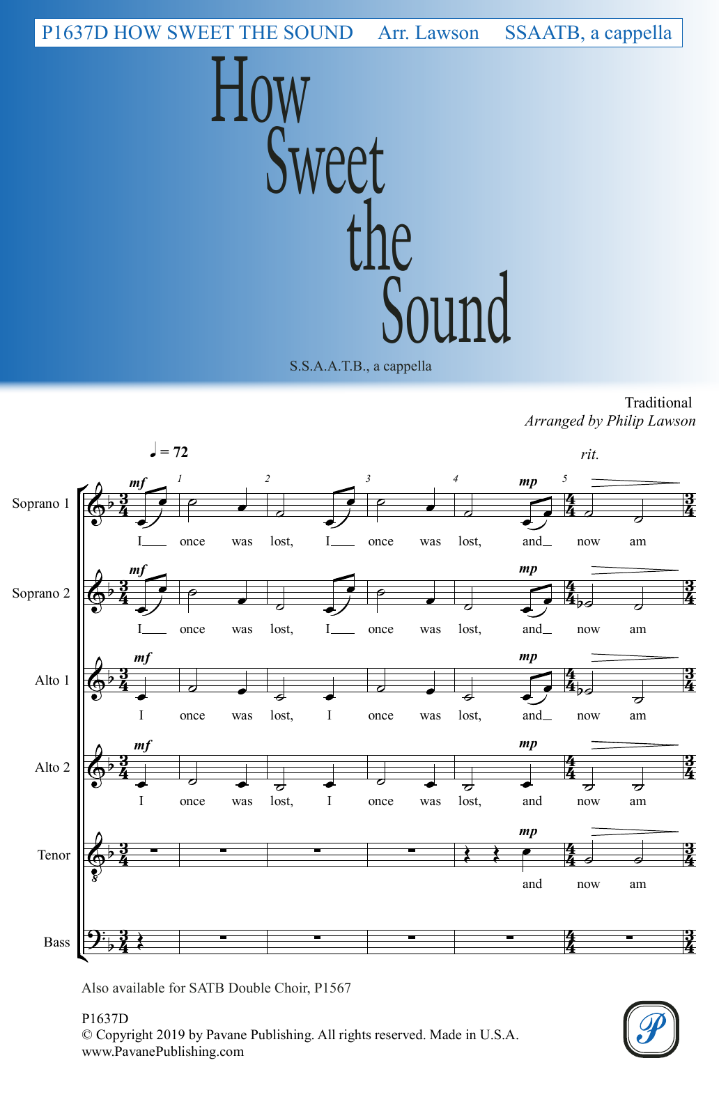 Traditional How Sweet the Sound (arr. Philip Lawson) sheet music notes and chords arranged for Choir