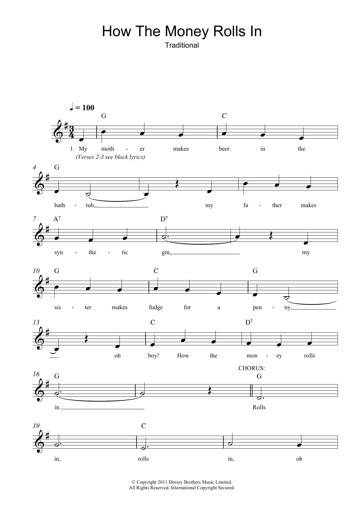Traditional How The Money Rolls In sheet music notes and chords arranged for Lead Sheet / Fake Book