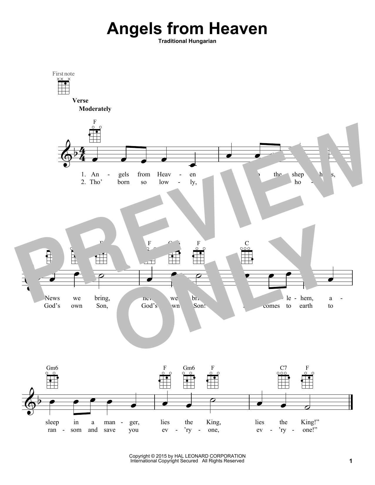 Traditional Hungarian Angels From Heaven sheet music notes and chords arranged for Lead Sheet / Fake Book