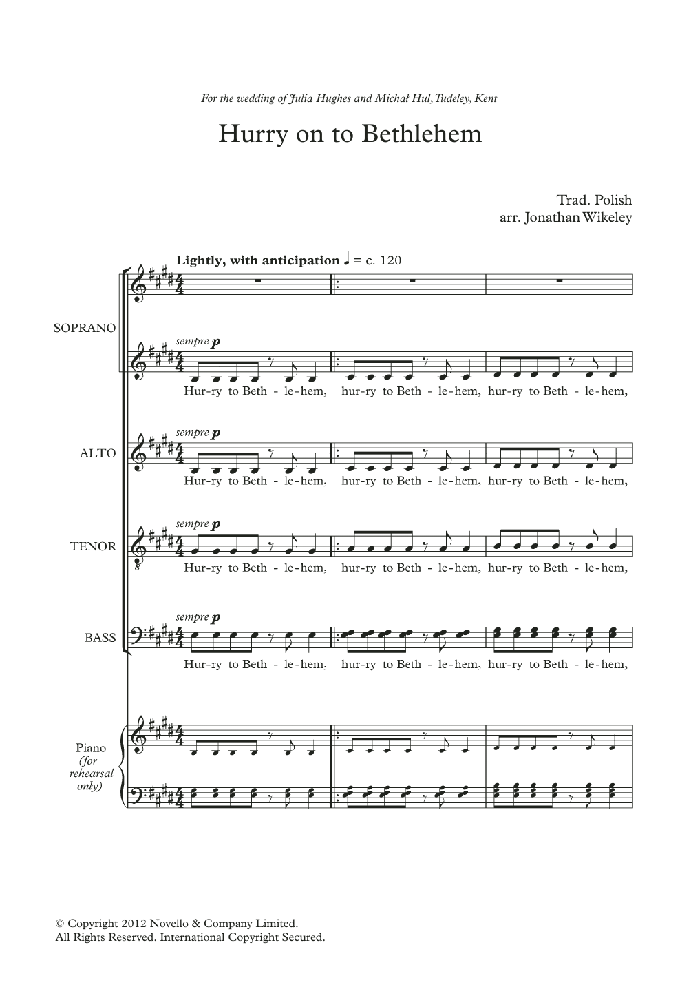 Traditional Hurry On To Bethlehem (arr. Jonathan Wikeley) sheet music notes and chords arranged for SATB Choir