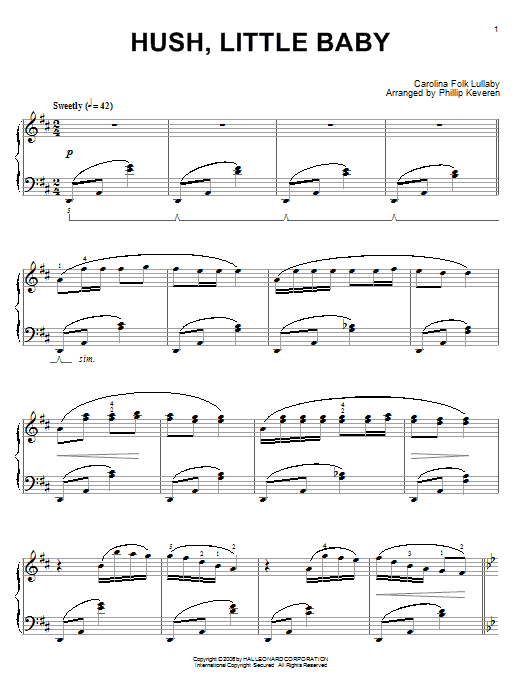 Traditional Hush Little Baby (arr. Phillip Keveren) sheet music notes and chords arranged for Piano Solo
