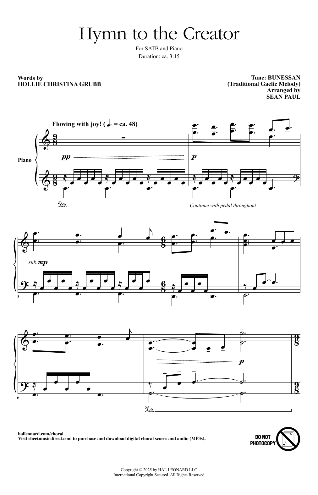 Traditional Hymn To The Creator (arr. Sean Paul) sheet music notes and chords arranged for SATB Choir