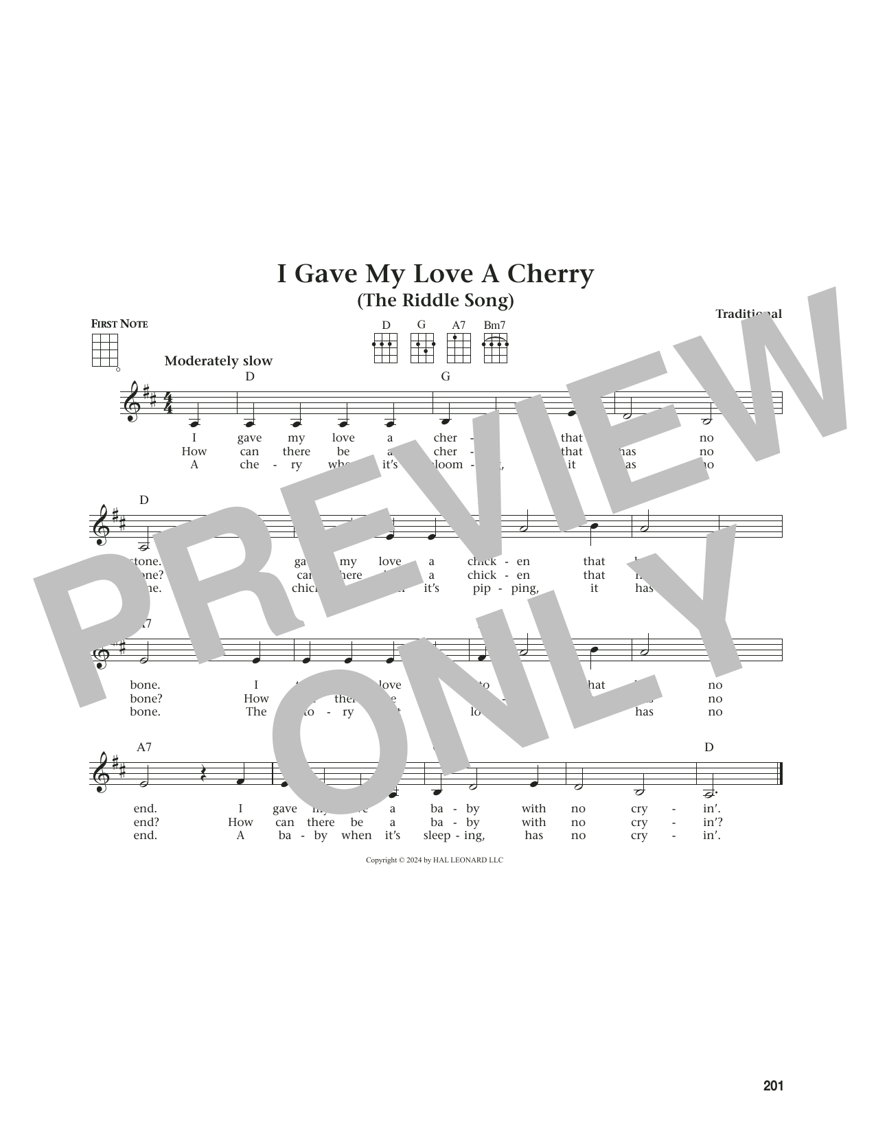 Traditional I Gave My Love A Cherry (The Riddle Song) (from The Daily Ukulele) (arr. Jim Beloff) sheet music notes and chords arranged for Ukulele