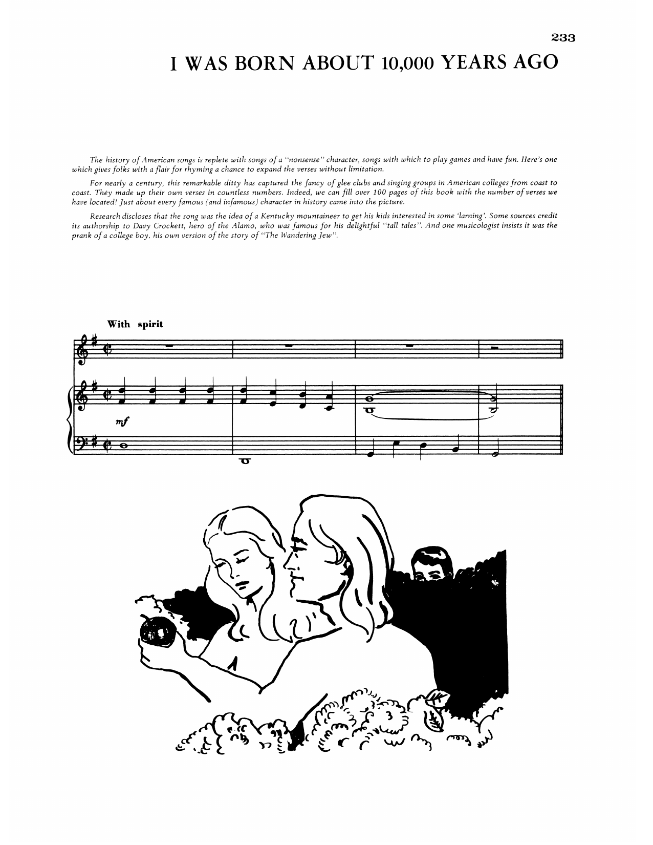 Traditional I Was Born About 10,000 Years Ago sheet music notes and chords arranged for Piano, Vocal & Guitar Chords (Right-Hand Melody)