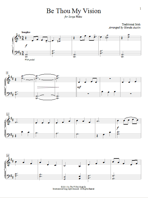 Traditional Irish Be Thou My Vision (arr. Glenda Austin) sheet music notes and chords arranged for Educational Piano