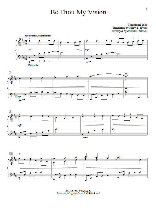 Traditional Irish Be Thou My Vision (arr. Randall Hartsell) sheet music notes and chords arranged for Educational Piano