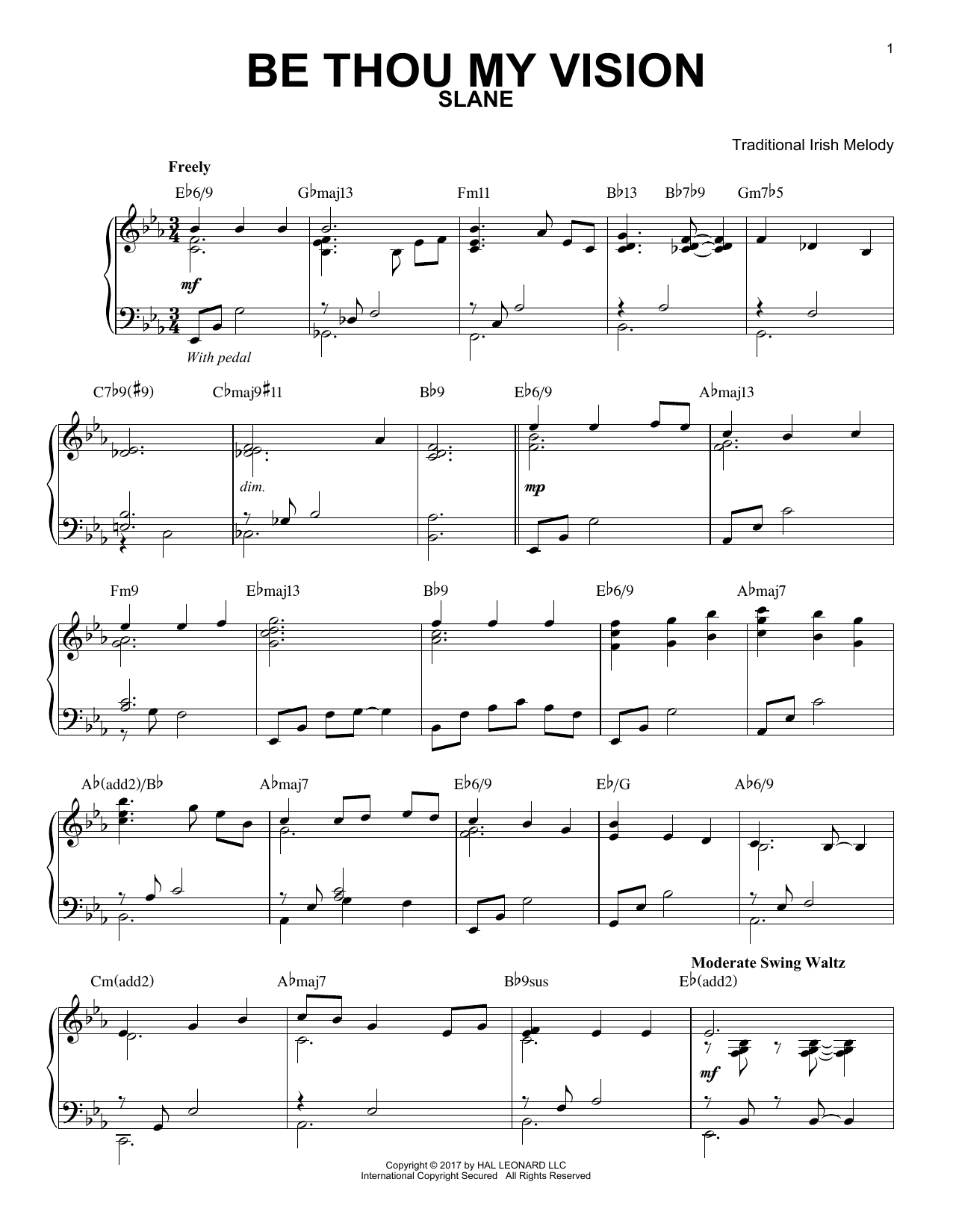 Traditional Irish Be Thou My Vision [Jazz version] (arr. Brent Edstrom) sheet music notes and chords arranged for Piano Solo