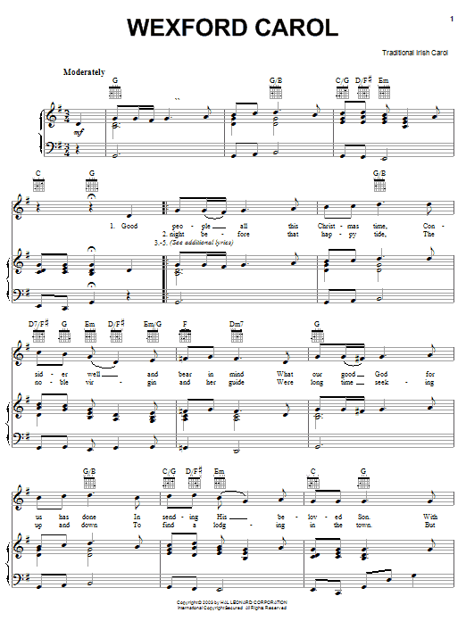 Traditional Irish Carol Wexford Carol sheet music notes and chords arranged for Ukulele Chords/Lyrics