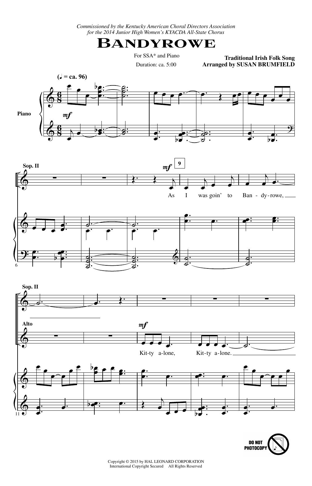 Traditional Irish Folk Song Bandyrowe (arr. Susan Brumfield) sheet music notes and chords arranged for SSA Choir