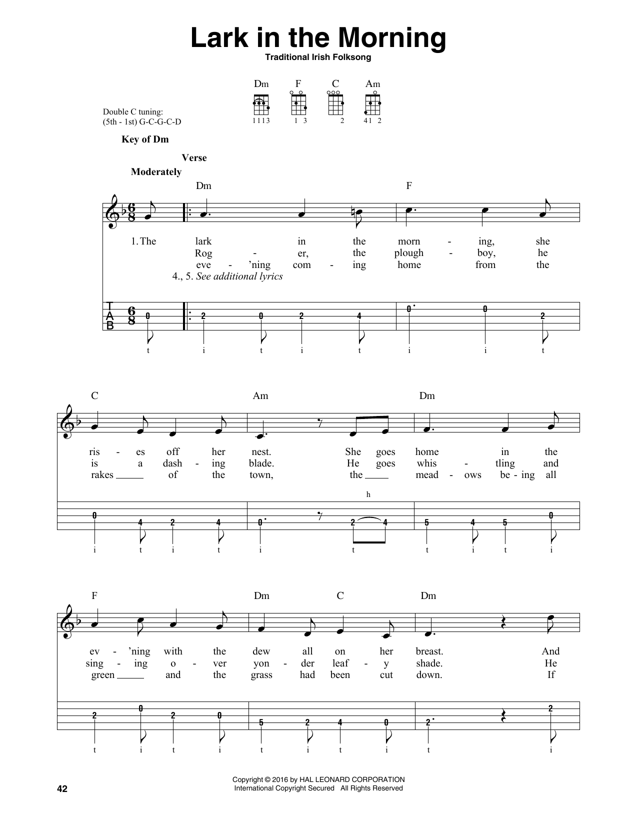Traditional Irish Folk Song Lark In The Morning sheet music notes and chords arranged for Piano & Vocal