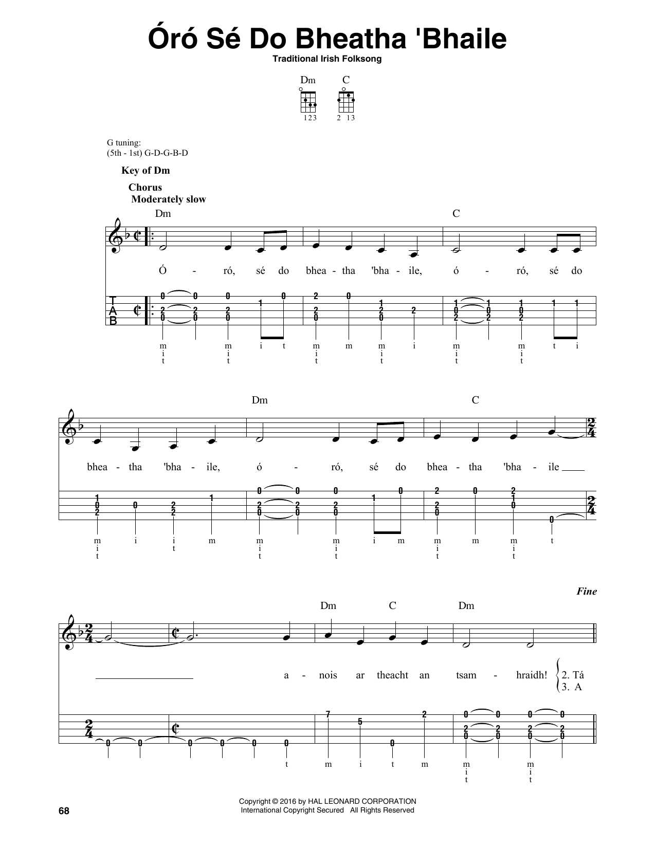 Traditional Irish Folk Song Oro Se Do Bheatha Bhaile sheet music notes and chords arranged for Banjo Tab