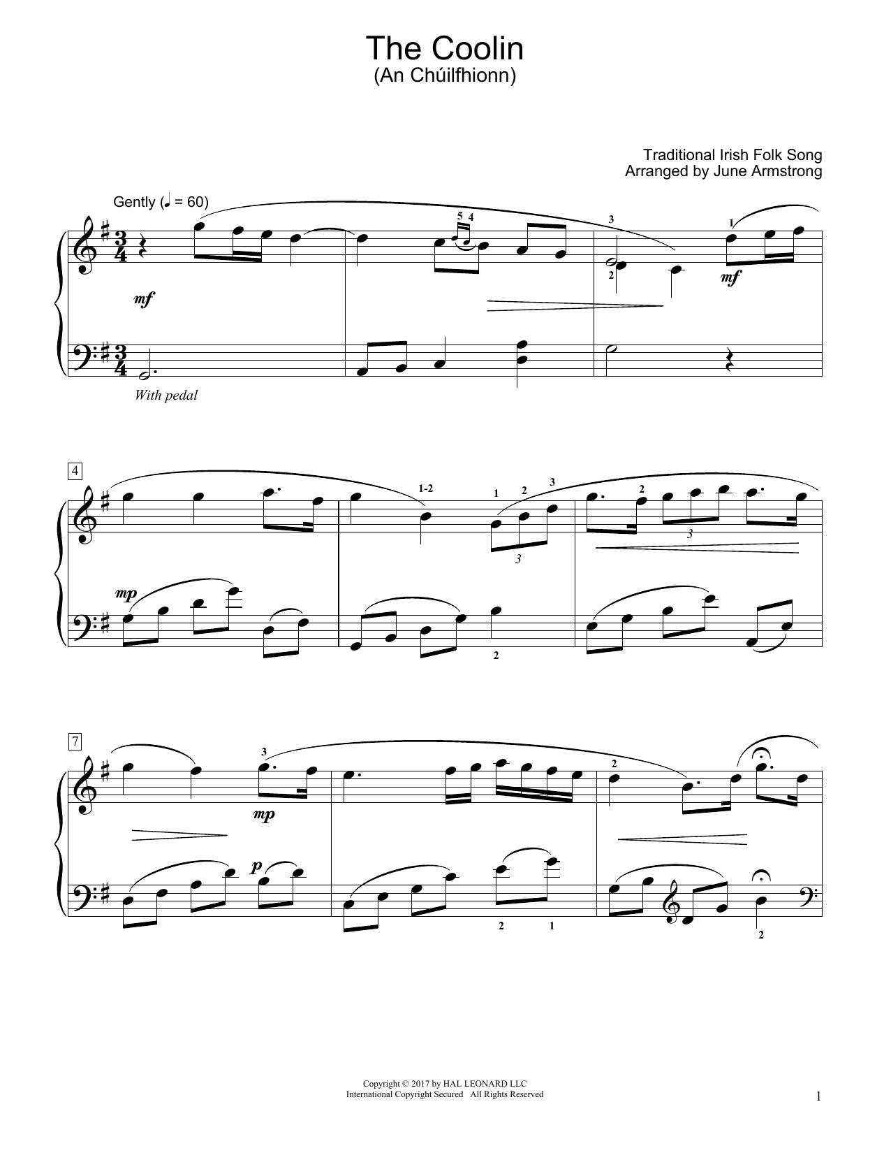 Traditional Irish Folk Song The Coolin (An Chúilfhionn) (arr. June Armstrong) sheet music notes and chords arranged for Educational Piano