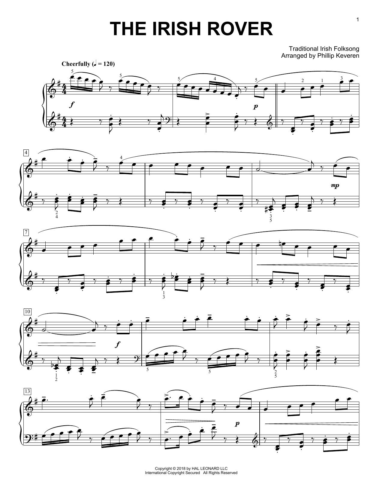 Traditional Irish Folk Song The Irish Rover [Classical version] (arr. Phillip Keveren) sheet music notes and chords arranged for Piano Solo
