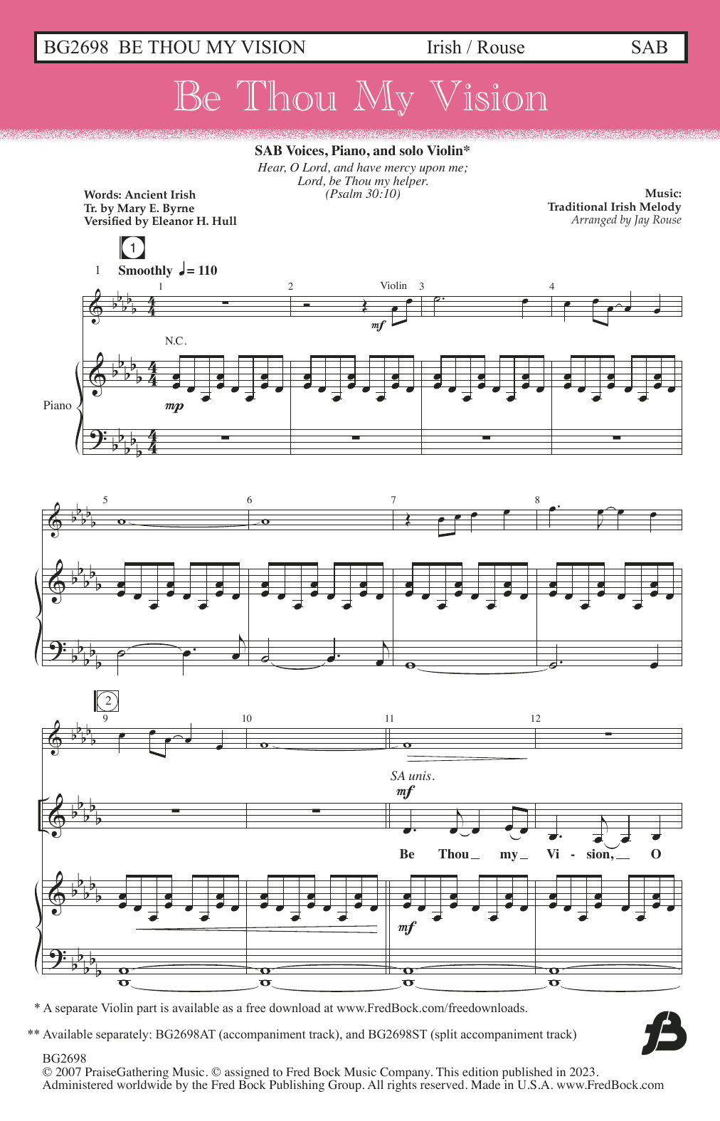 Traditional Irish Melody Be Thou My Vision (arr. Jay Rouse) sheet music notes and chords arranged for SAB Choir