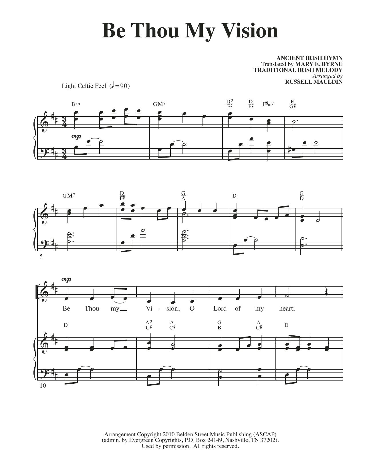 Traditional Irish Melody Be Thou My Vision (arr. Russell Mauldin) sheet music notes and chords arranged for Piano & Vocal