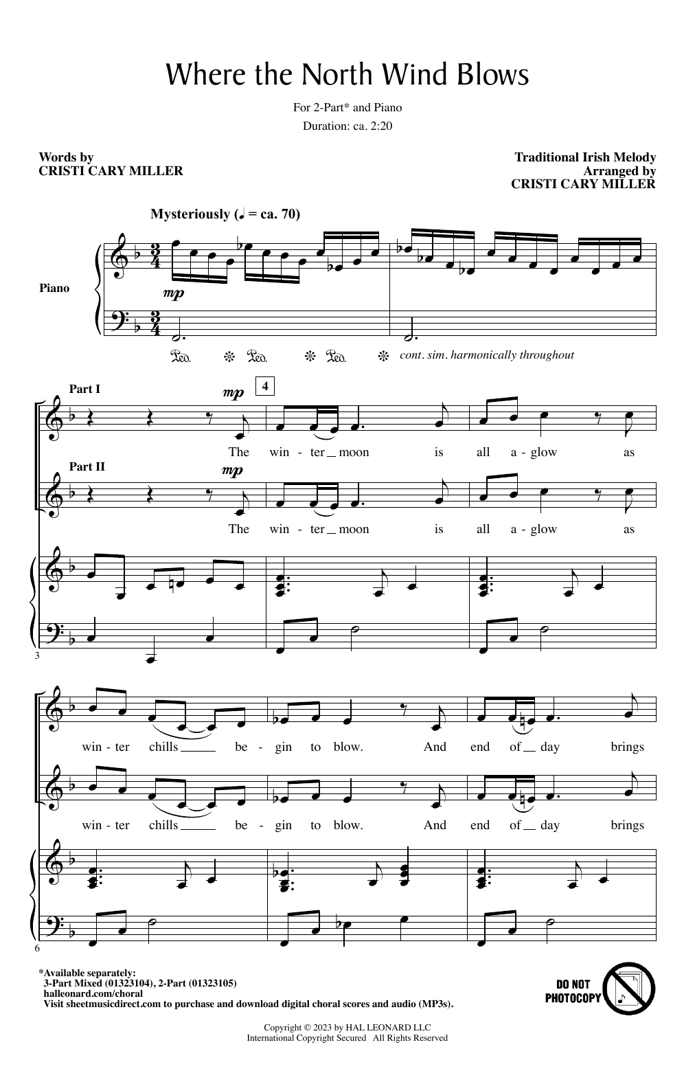 Traditional Irish Melody Where The North Wind Blows (arr. Cristi Cary Miller) sheet music notes and chords arranged for 3-Part Mixed Choir