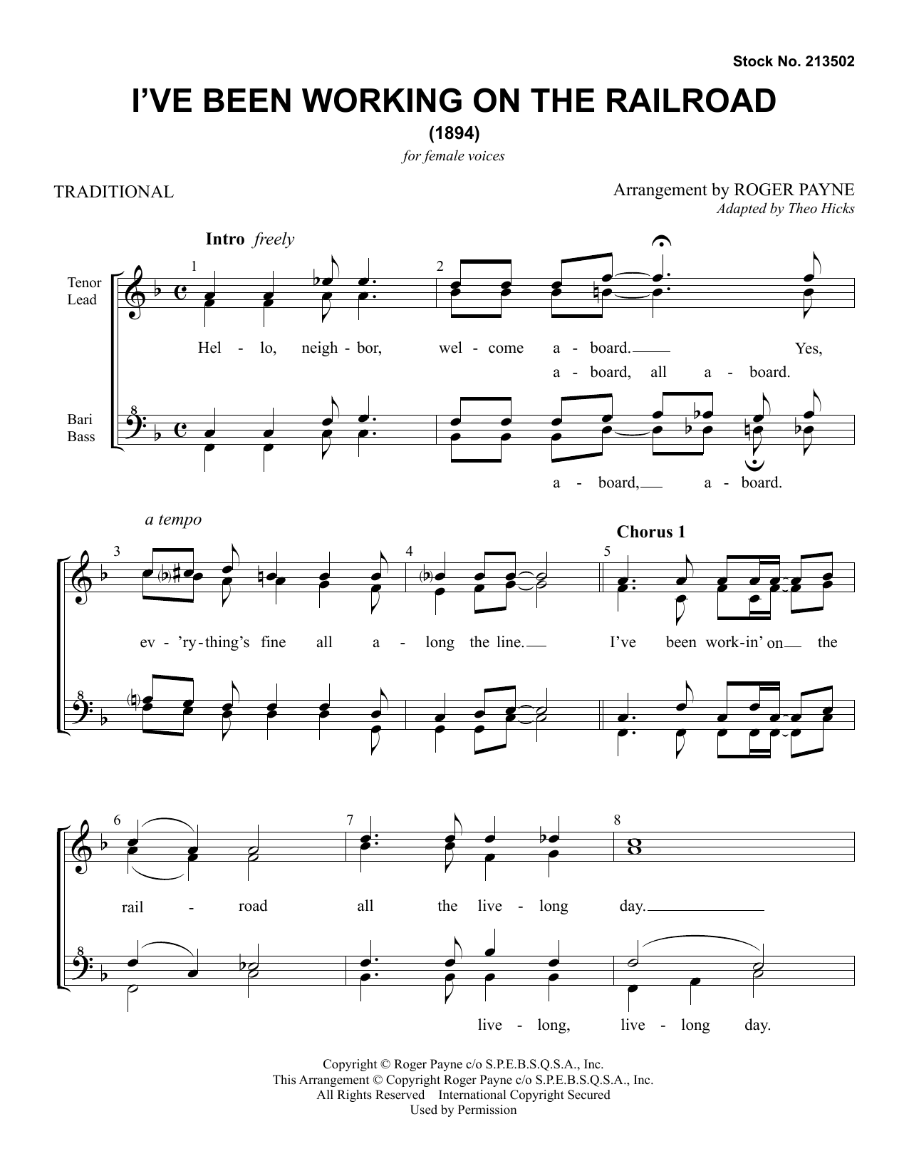 Traditional I've Been Working On The Railroad (arr. Roger Payne) sheet music notes and chords arranged for SATB Choir