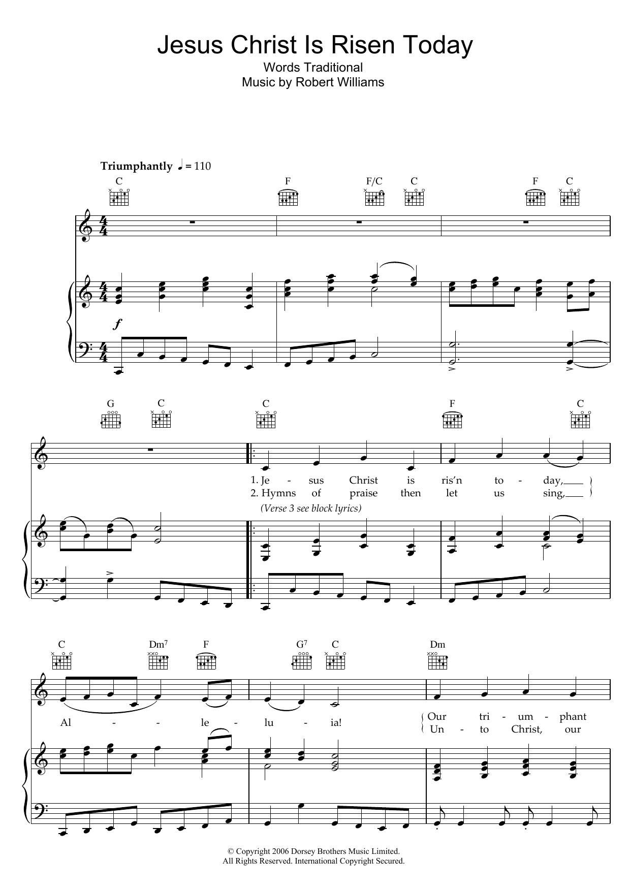 Traditional Jesus Christ Is Risen Today sheet music notes and chords arranged for Piano, Vocal & Guitar Chords