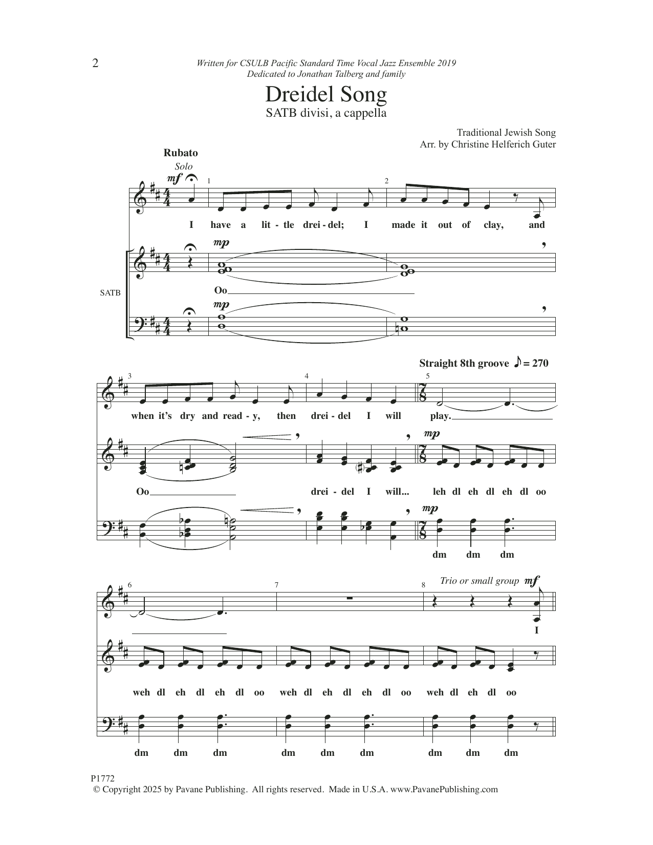 Traditional Jewish Song Dreidel Song (arr. Christine Helferich Guter) sheet music notes and chords arranged for Choir