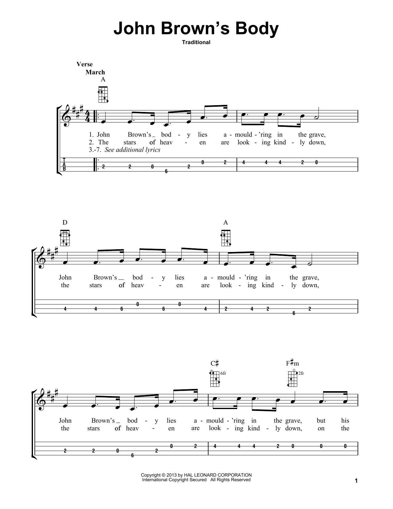 Traditional John Brown's Body (arr. Bobby Westfall) sheet music notes and chords arranged for Mandolin