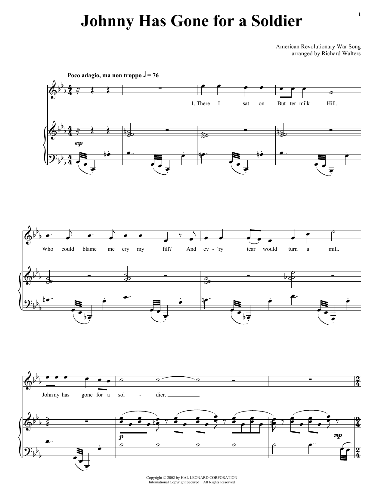 Traditional Johnny Has Gone For A Soldier sheet music notes and chords arranged for Piano, Vocal & Guitar Chords (Right-Hand Melody)