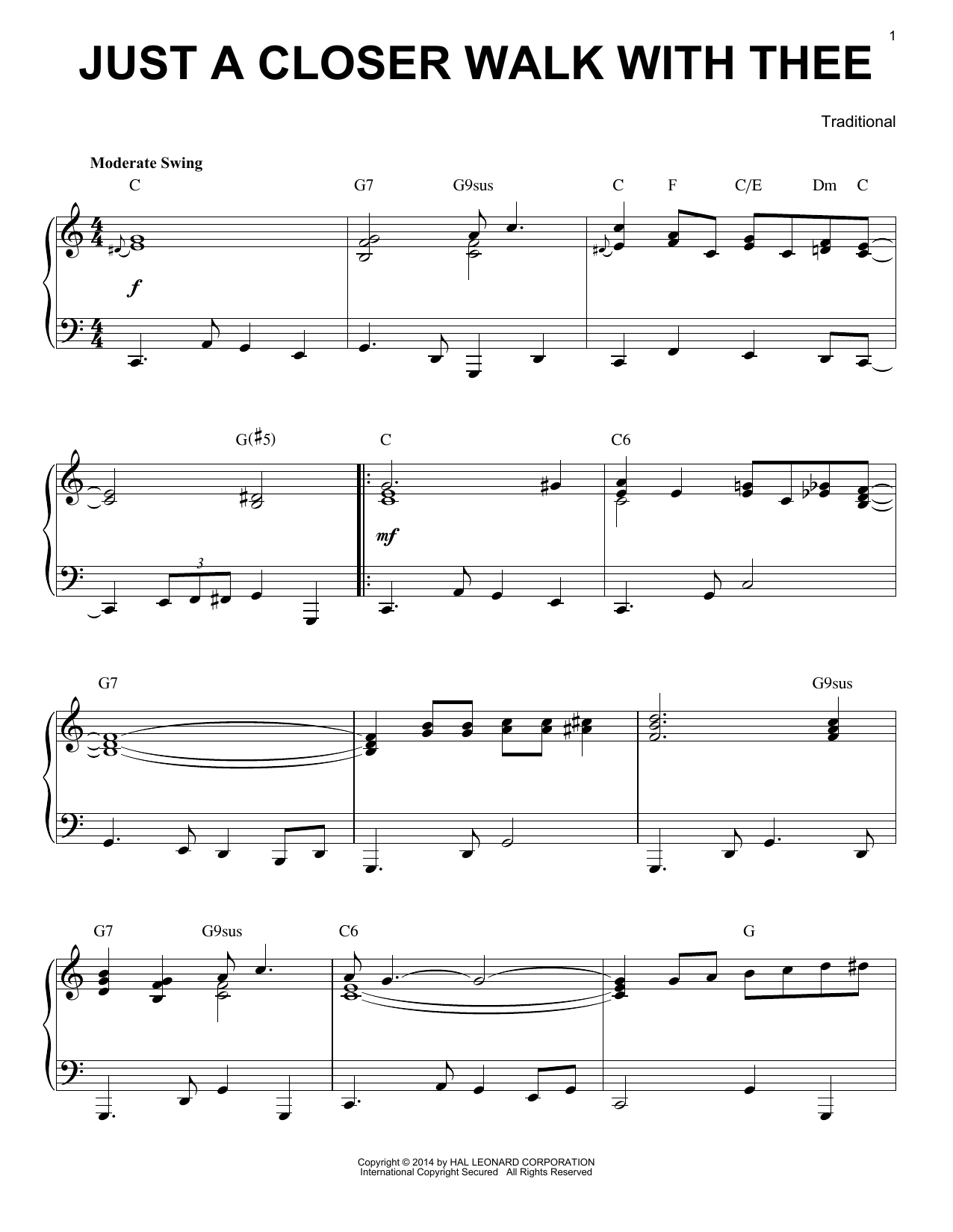 Traditional Just A Closer Walk With Thee [Jazz version] (arr. Brent Edstrom) sheet music notes and chords arranged for Piano Solo