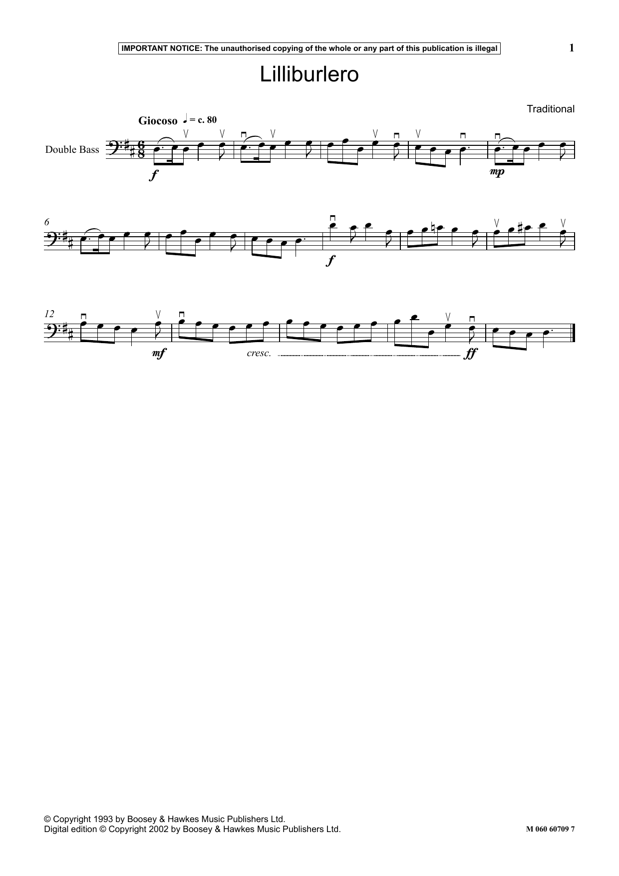 Traditional Lilliburlero sheet music notes and chords arranged for Instrumental Solo