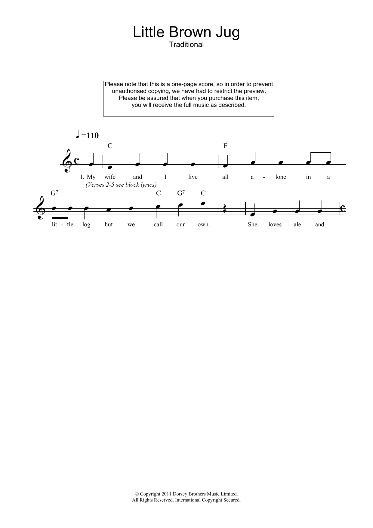 Traditional Little Brown Jug sheet music notes and chords arranged for Lead Sheet / Fake Book