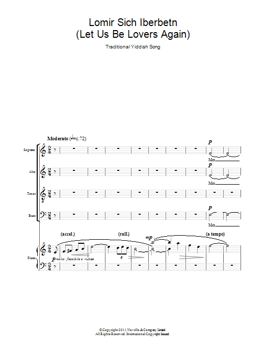 Traditional Lomir Sich Iberbetn (Let Us Be Lovers Again) sheet music notes and chords arranged for SATB Choir