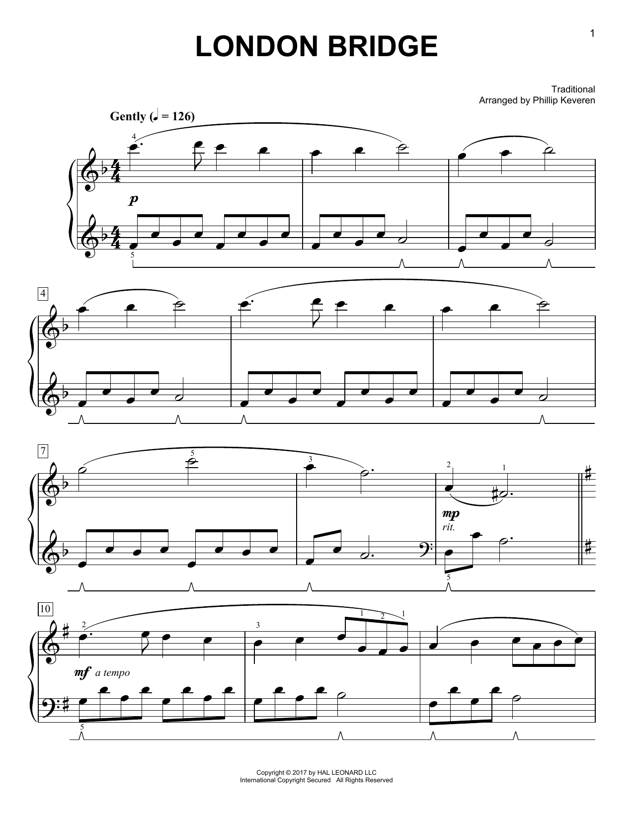 Traditional London Bridge [Classical version] (arr. Phillip Keveren) sheet music notes and chords arranged for Easy Piano