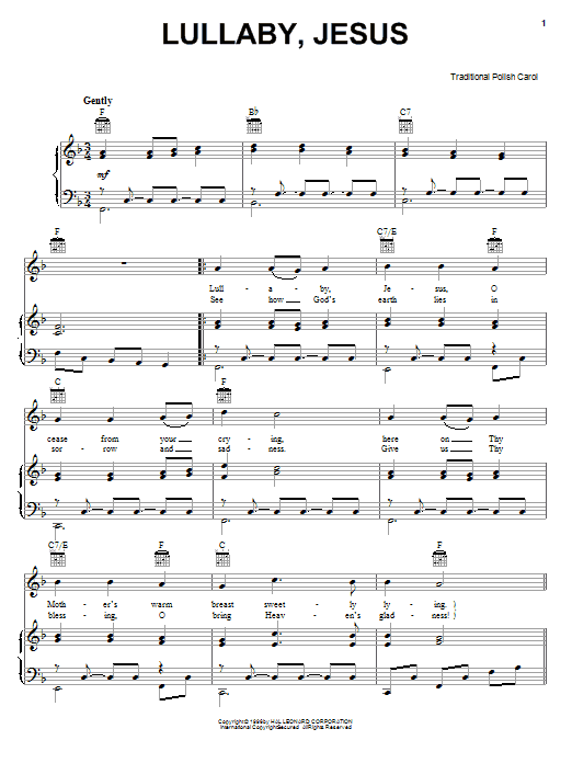 Traditional Lullaby, Jesus sheet music notes and chords arranged for Piano, Vocal & Guitar Chords (Right-Hand Melody)